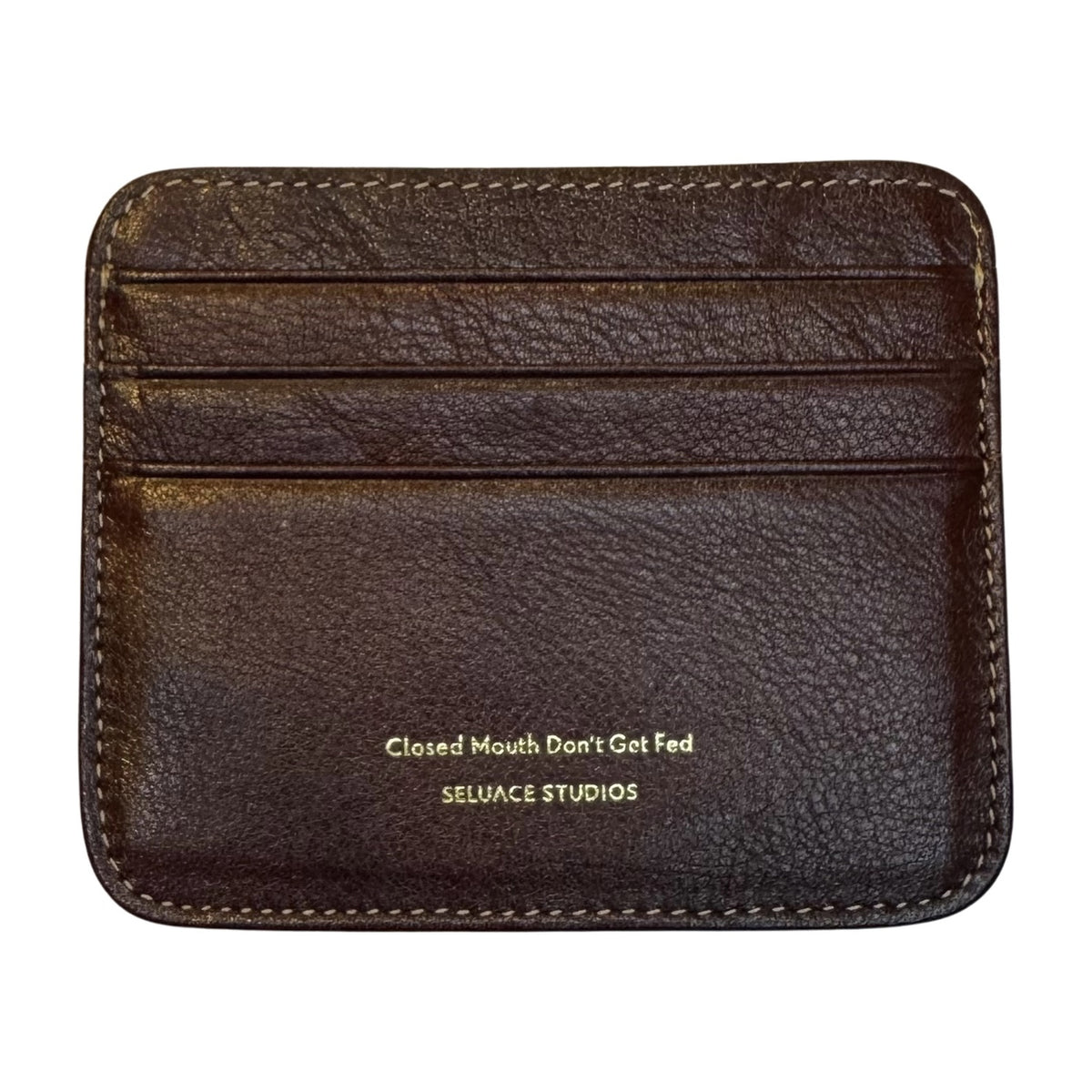 Closed Mouth Don’t Get Fed Card Holder - Brown